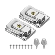 Suitcase Lock Hasp 1.6"x1.10",2Pcs Iron Toggle Catch Latch with Key/Screw,Silver