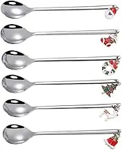Christmas Spoon Set Stainless Steel Coffee Teaspoons Dessert Mixing Stirrer Kitchen Tableware 6PCS Silver Christmas Spoon