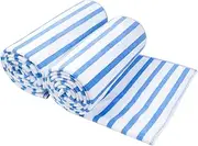 JML Microfiber Beach Towels, Quick Drying Bath Towel Set for Adult, 2 Pack, 30" x 60", Cabana Stripe, Absorbent, Use for Travel, Summer, Sport, Swimming, Pool, Yoga, Camping, Microfiber StripeBlue