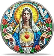 RYUKENLM Immaculate Heart of Mary Christian Challenge Coin – Religious Coins with Luke 1:46-47 Verse Inspirational Christian Gift for Men Women
