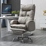 Office Executive Chair with Footrest, High Back Adjustable Home Desk Chair, 360° Swivel Computer Chair with Lumbar Pillow (Color : Gray)