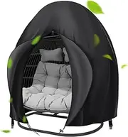 Hanging Egg Chair Cover - Cover For Egg Chair Waterproof | Swing Chair Cover | Double Egg Chair Seat Cover With Zipper | Waterproof Furniture Protection For Backyard Balcony Poolside Porch Lawn
