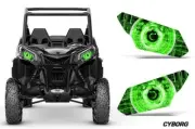 UTV Headlight Eye Graphic Decal Cover for Can-Am Maverick X3 Sport Cyborg Green