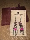 New Spirit of Nature Earrings Pink Beads Spiral Silver Thread Maze W/Gift Bag