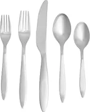 Amazon Basics 20-Piece Stainless Steel Satin Matte Flatware Set - Service for 4,Gray