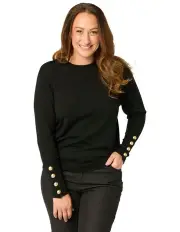 [Fella Hamilton] Potts Point Button Sleeve Sweater in Black