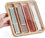 AFOOYO Wooden Watch Band Organizer - Works with All Apple Watch Bands - Display Watch Storage Case Tray with Acrylic Top Lid