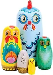 Russian Dolls Nesting Dolls Christmas 5Pcs Chicken Shaped Russian Dolls Animal Nesting Dolls Matryoshka Stacking Dolls for Home Decoration Matryoshka Dolls Stacking Dolls