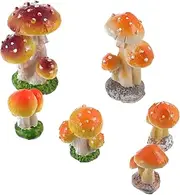 COOPHYA Garden Mushroom Decoration 6pcs Mini Resin Mushroom Pot Plant Fairytale Fairy Garden Decor