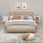 2x Wall Mounted Bedside Cabinets High Gloss White Floating Nightstand Drawer