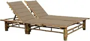 Sun Lounger, Outdoor Sun Lounge Patio Chaise Lounge Reclining Chair Recliner Chair 2-Person Sun Lounger with Cushions Bamboo