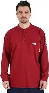 [IFRLINE] FR Shirts Flame Resistant Shirts NFPA2112/CAT2 7oz Men's Long Sleeve FR Shirt Fire Retardant Henley Shirts