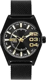 [Diesel] Men's Black Stainless Steel Scraper Analogue Watch, 43mm