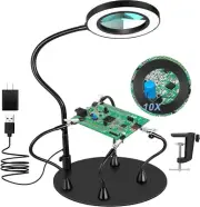 Helping Hands Soldering Station with 10X Magnifying Glass with light, PCB Holder