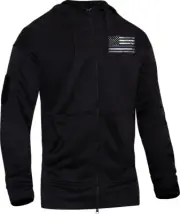 Black Concealed Carry Thin Blue Line Zippered Hoodie TBL US Flag Sweatshirt