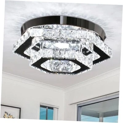 Modern LED Chandelier Flush Mount Ceiling Light Fixture Crystal Chandeliers