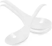 MOLUCKFU 3pcs Ceramic Soup Spoons Elegant Porcelain Ramen Noodle Dumpling Spoons Kitchen Utensils for Soup Porridge and Desserts for Home Restaurant Use