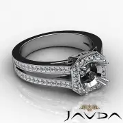 Halo Pave Split Shank Round Semi Mount Diamond Engagement Ring Platinum 0.96Ctw