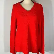 Sanctuary Punk Fuzzy V-Neck Pullover Sweater Red Women's Size Small NWT