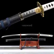 Handmade Carbon Steel Japanese Katana Samurai Anime Sword Full Tang Sharp Black.