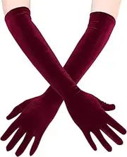 [ccHuDE] Long Velvet Gloves Vintage Opera Gloves Stretchy Elbow Length Gloves 20s Evening Party Gloves for Women