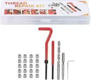 M6 Thread Repair Kit, Damaged Threads Restoration Tools, Metal Material with Transparent Plastic Box, Includes Wrench, Breaker, Thread Tap, Drill Bit, for Steel, Iron, Aluminum