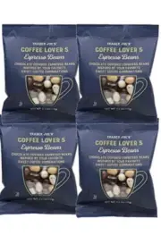 4 Packs Trader Joe's Coffee Lover's Chocolate Covered Assorted Espresso Beans