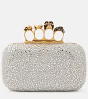 [McQueen] McQueen Skull Knuckle embellished clutch One Size silver