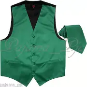 Emerald Green XS - 6XL Solid Tuxedo Suit Dress Vest Waistcoat & Neck tie Wedding