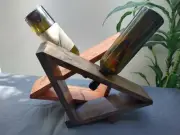 Table Top Wine Rack- 2 Bottle Holder- Stained and Laquered- Espresso & Mahogany