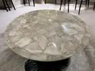 36" Round Rose Quartz Stone Coffee Table Handmade Crystal Healing Gemstone Decor