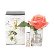 Cote Noire Perfumed Natural Touch Rose Bud - White Peach, Silver & Clear Glass