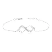 Sterling Silver Cubic Zirconia Infinity Trace Bracelet 19cm