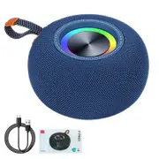 Portable Wireless Bluetooth Speakers, IPX6 Waterproof Small Shower Speaker, Loud Stereo Sound with Carry Lanyard for Outdoor (Blue)