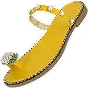 Vaguelly 1 Pair Pineapple Pearl Slippers Women’s Going Out Shoes for Women Cute Sandals for Women Pumps Shoes Women Flat Sandal Flat-soled Shoes Skateboard Shoes Miss Inside: Pu Comfortable