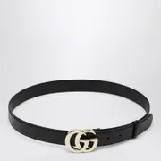 [GUCCI] GG Milano black leather belt 75 EU Black