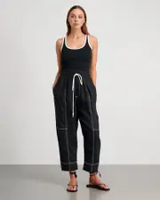 [Jag] Jag Women's Sabine Linen Pull On Pants In Black Size 16 16 Black