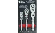 3Piece. Super Fine Flex-Head Stubby Ratchet Set T&E Tools TE-21532