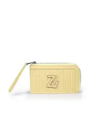 Yellow Leather Woven Detail Purse