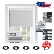 Premium No Drill Blackout Roller Shade 33x72 - Cordless Grey Window Treatments