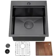 17x19 inch Black Bar Sink Drop in,Single Bowl Topmount Stainless Steel Workst...