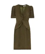 polka-dot silk midi dress IT46 Green