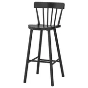 NORRARYD Bar stool with backrest, black