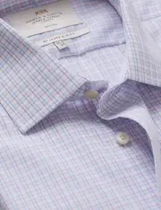 Hawes & Curtis Non-Iron Red & Blue Grid Check Slim Shirt Size: 16" collar, 36" sleeve