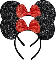 [FANYITY] Mickey Ears, 2 Pcs Minnie costume Headbands Hair Band for Christmas Party