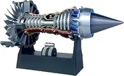 1/25 Simulation Aircraft Turbojet Engine Rotatable Model, Turbofan Model TR900 Adjustable-Speed Aircraft Turbojet Engine Kit with Light for Mechanical Lovers (Blue,Finished Product)