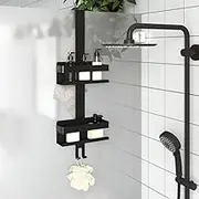 Hanging Shower Caddy, Matt Black 304 Stainless Steel Storage Shelf Organizer Rack for Bathroom, Kitchen - No Drilling Required, Holds Heavy Duty Items