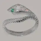 10k White Gold Natural Opal Emerald Womens Band Ring - Sizes 4 to 12