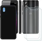 FZYM Case for ZTE Optus X Start 3 + 3 Pack Tempered Glass Screen Protector Protective Film,Slim Black Soft Gel TPU Silicone Protection Phone Case Cover for ZTE Optus X Start 3 (5.0")