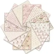 Whaline 12Pcs Spring Cotton Fabric Bundles 18 x 22 Inch Retro Floral Printed Fat Quarters Pink Flower Quilting Patchwork Squares Sewing Fabrics for DIY Handmade Crafting Home Party Decor (W6883)